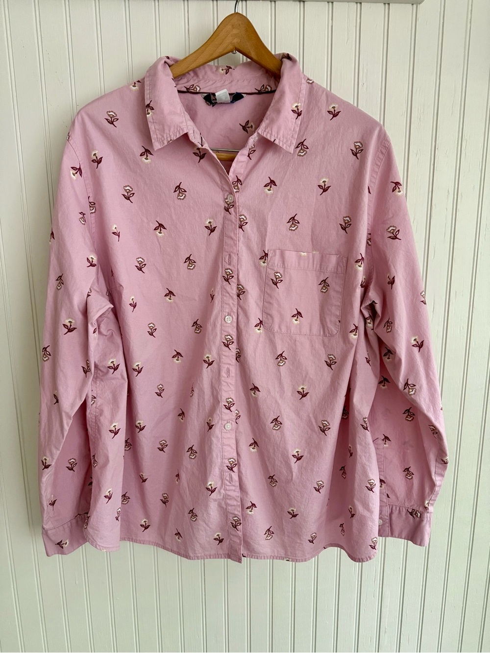 croft & barrow Pink Floral  Button-Down Shirt Size 2X
